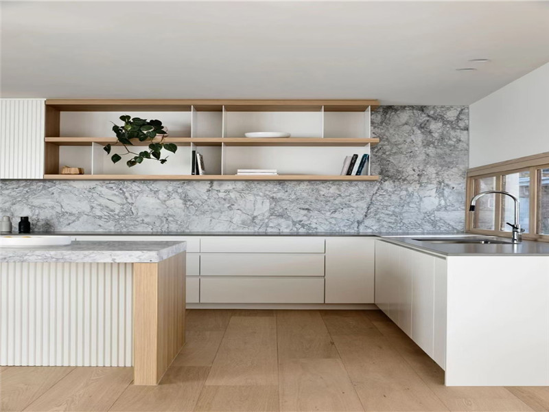 super white quartzite kitchen countertop