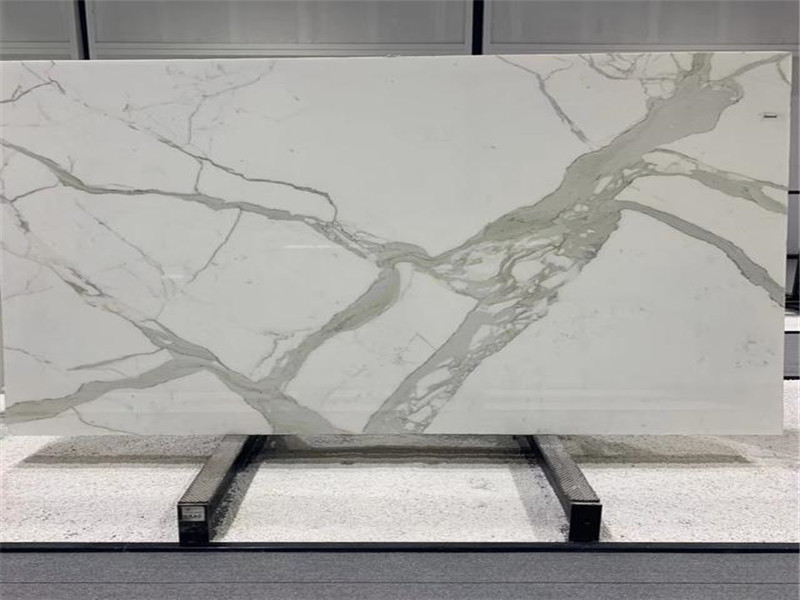 Italian Calacatta White marble slab with bold grey veining
