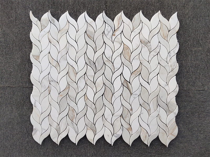 Carrara White Marble Leaves Mosaic Tiles