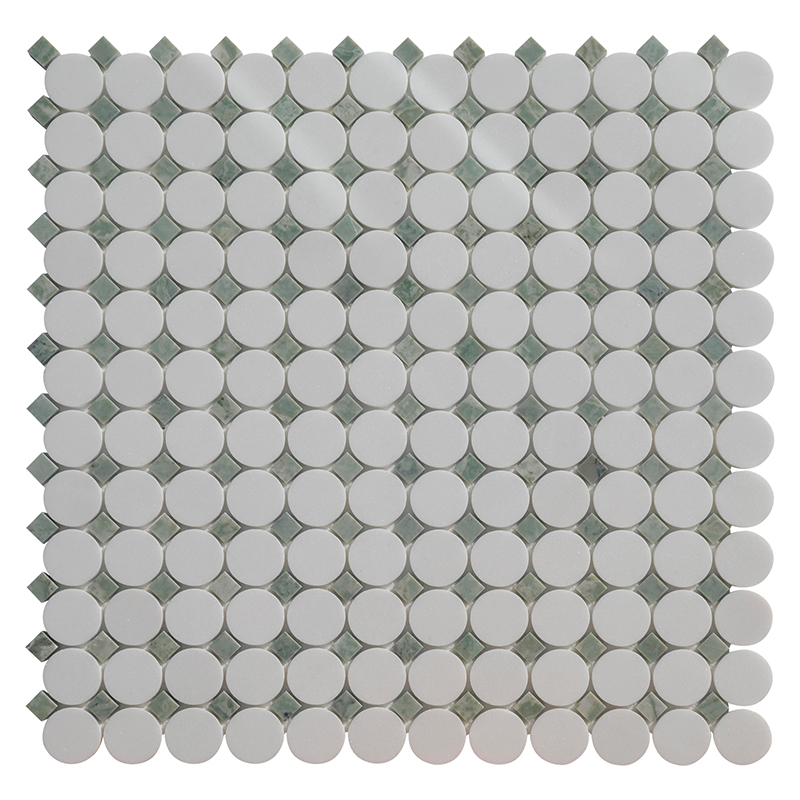 Thassos white with Desert Green dots
