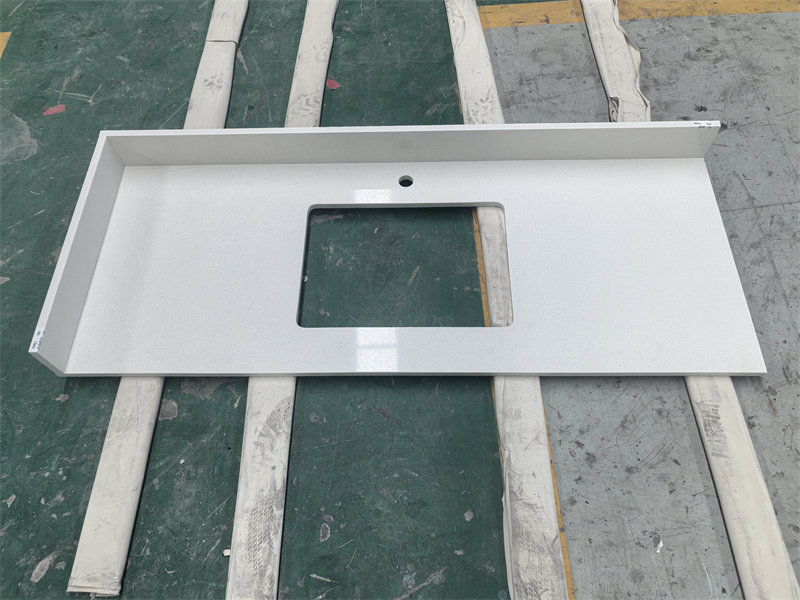 White quartz vanity top pre install White quartz vanity top pre install