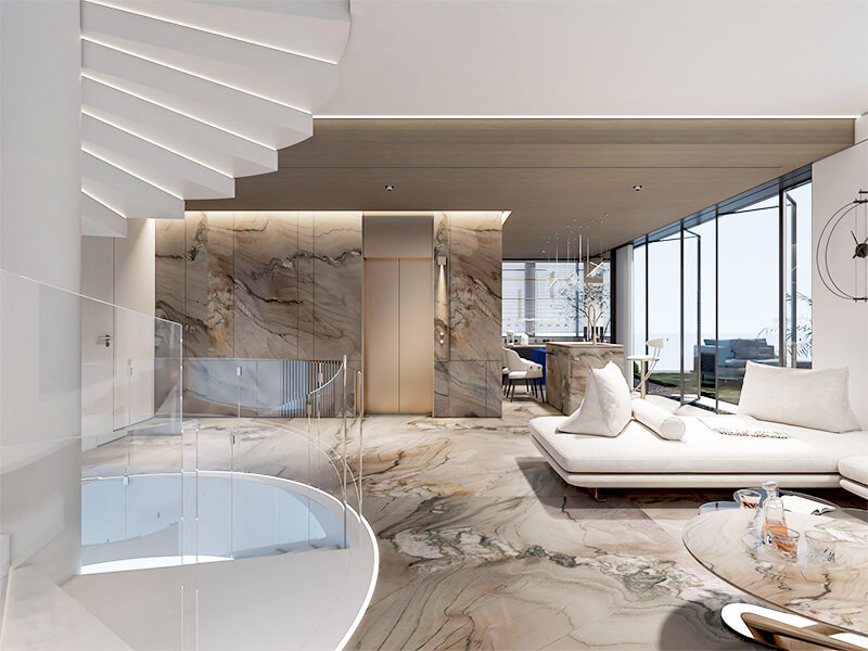 Propitious Omen Marble Living Room