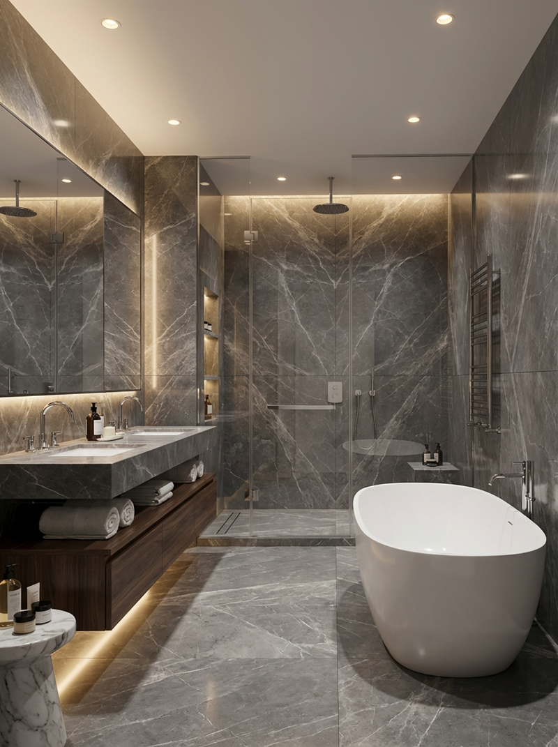 Hermès Grey Marble Hotel Public Area Walls