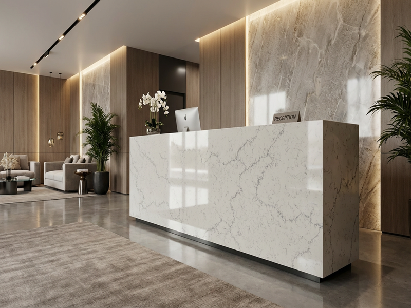 White Quartz for Hotel & Restaurant Interiors