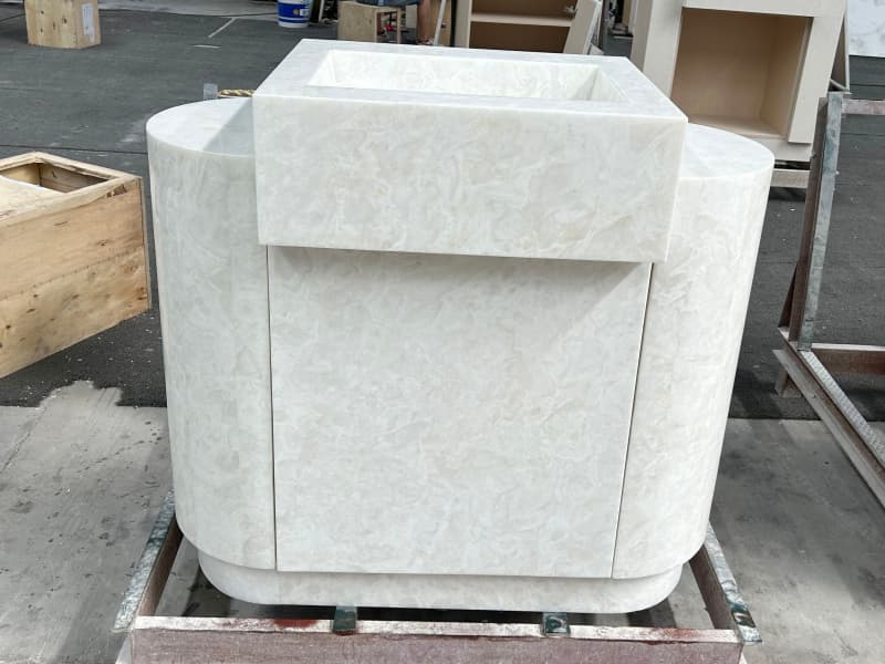 Light Luxury Glacier White Onyx Cabinet