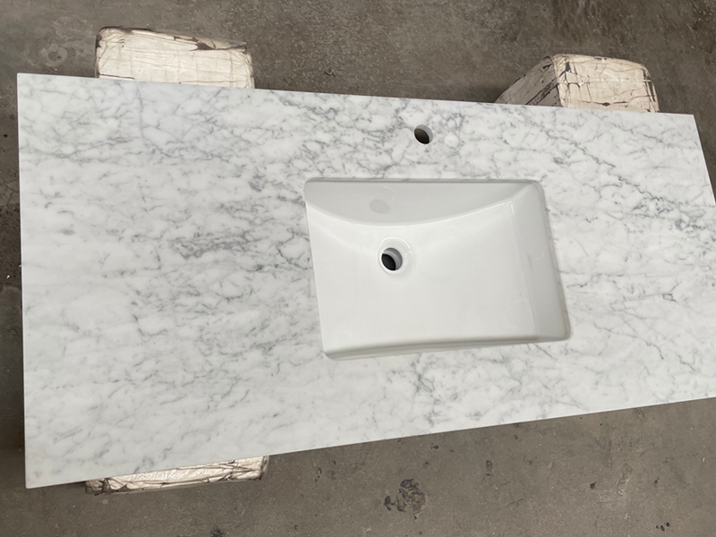 Carrara Marble Top Rectangular Undermount Sink
