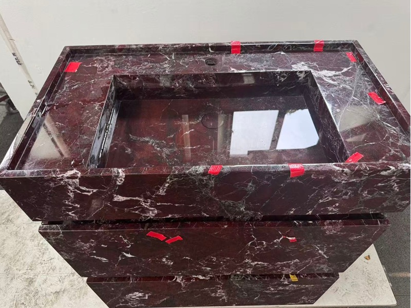 Rosso Levanto Integrated Marble Sink