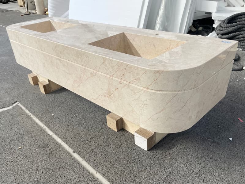 curved sink vanity