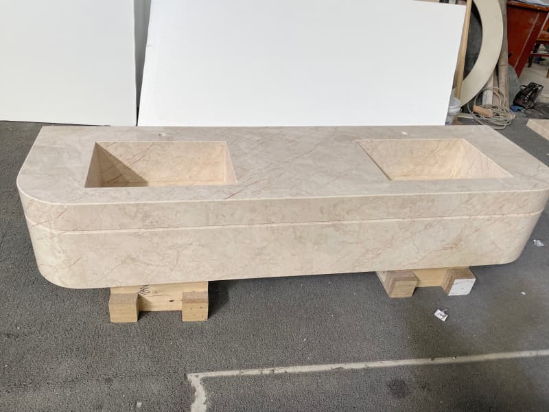 curved sink vanity