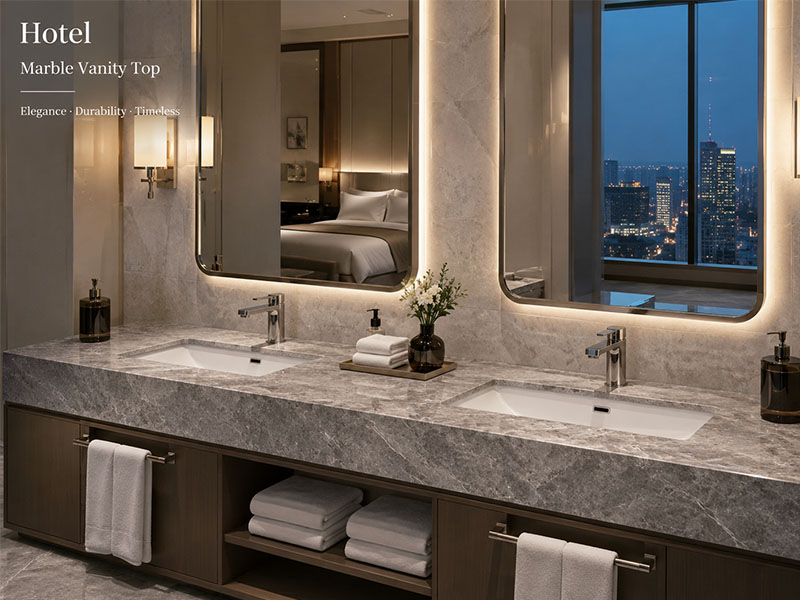 application of  grey marble vanity