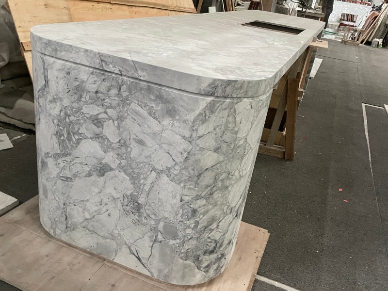 Brazilian Super White Quartzite Kitchen 