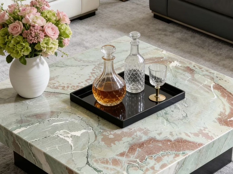 Monet Garden Pink Marble Coffee Table