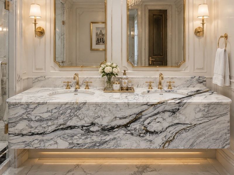 Italian Arabescato Grande Marble Bathroom Vanity Top