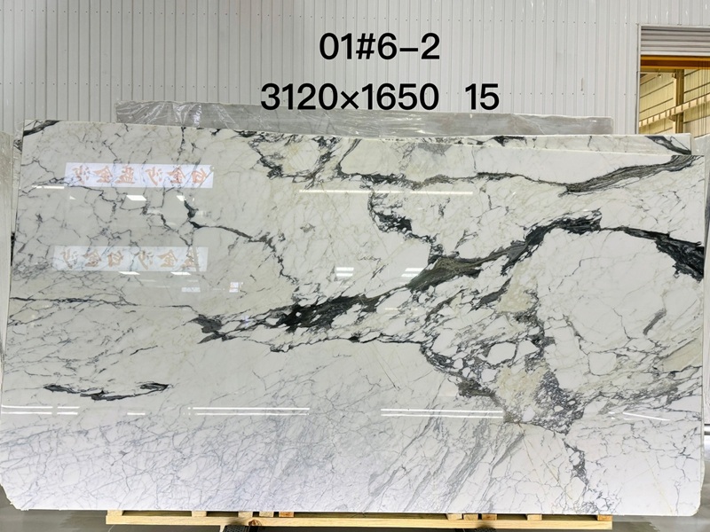 Italian White Landscape Marble Slab