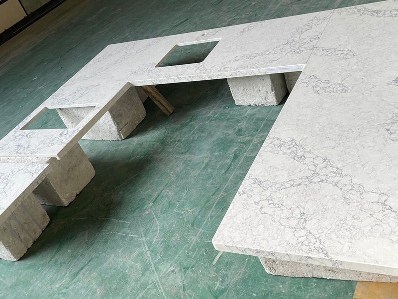 White Marble Look Quartz Custom Countertop