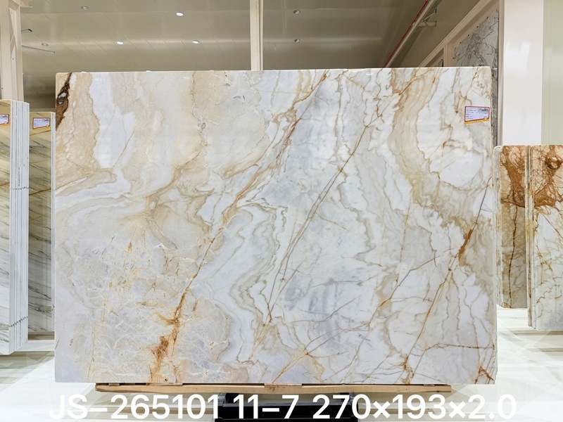 White and Gold Marble Slabs