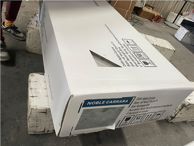 Packing details of Noble Carrara Grey marble vanity top