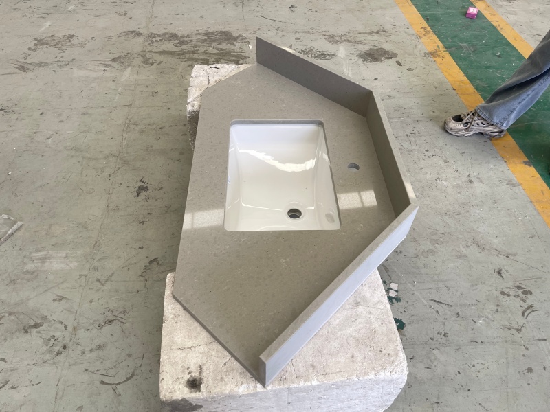 Custom Grey Quartz Angled Vanity Tops