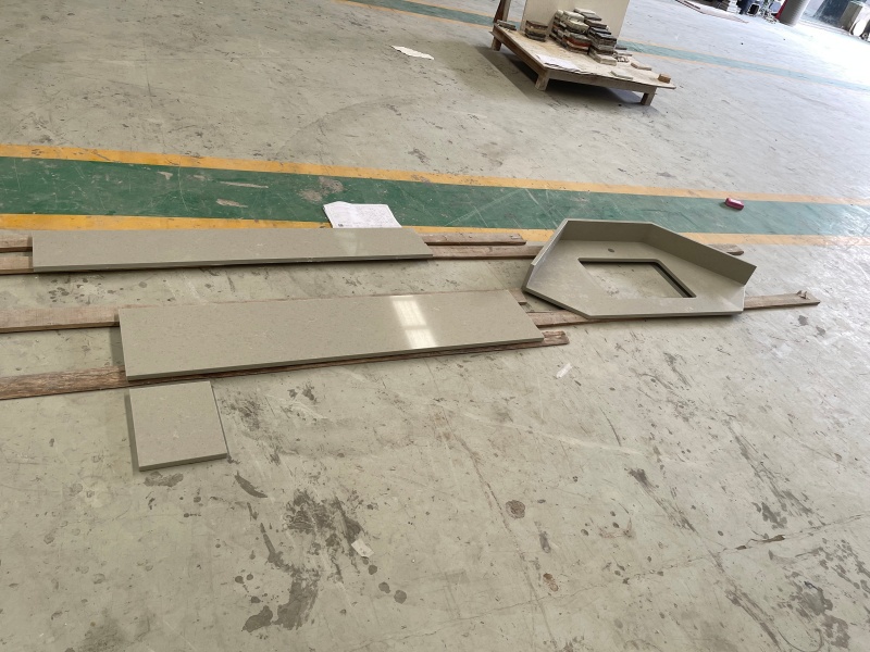 Custom Grey Quartz Angled Vanity Tops