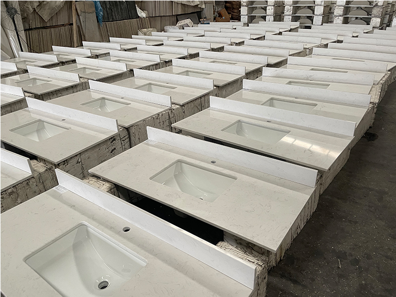 Ariston White Engineered Marble Vanity Top with Sink