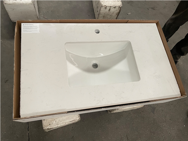 Ariston White Engineered Marble Vanity Top with Sink