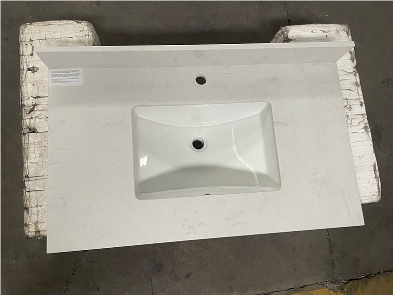 Ariston White Engineered Marble Vanity Top with Sink