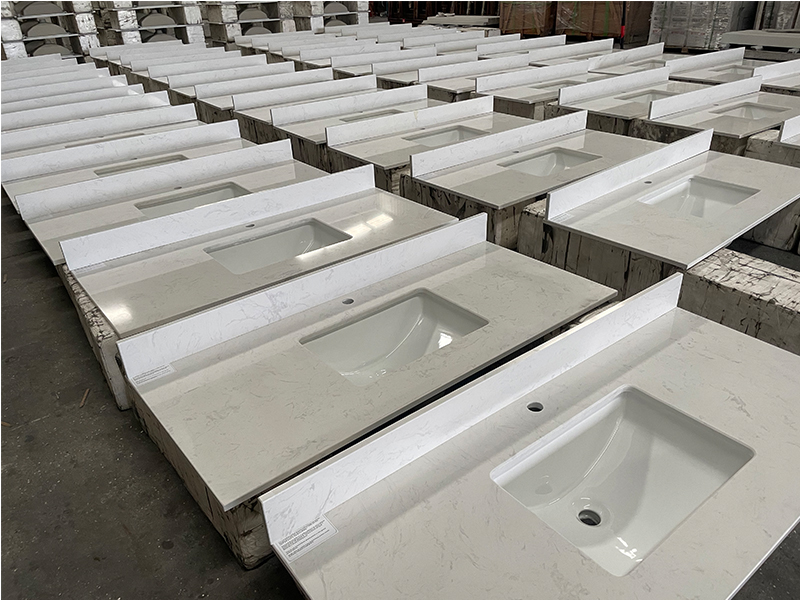 Ariston White Engineered Marble Vanity Top with Sink