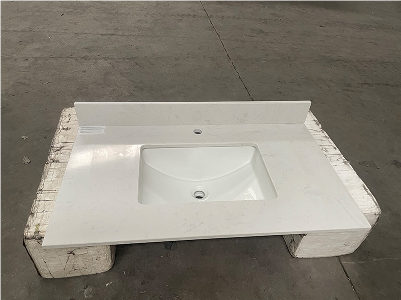 Ariston White Engineered Marble Vanity Top with Sink