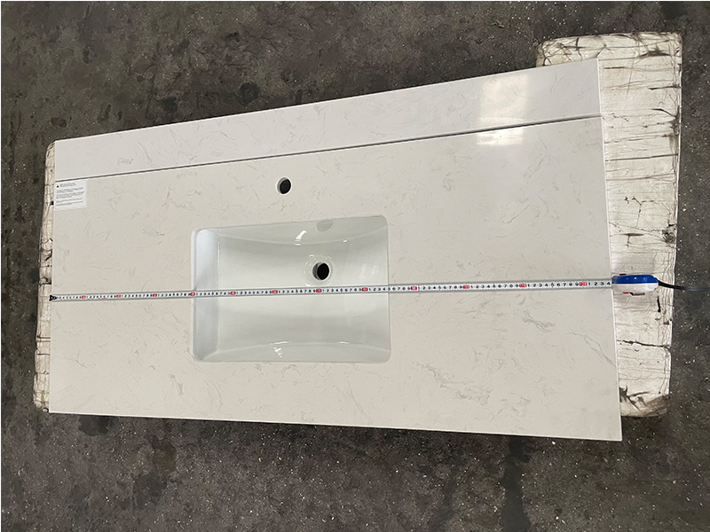 Ariston White Engineered Marble Vanity Top with Sink