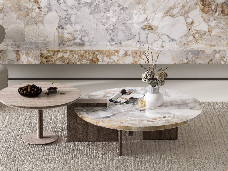 White Breccia Marble Table Tops