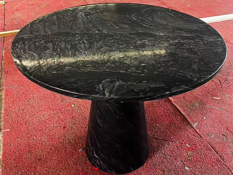 Briliant Black Marble Honed Round Dining Table