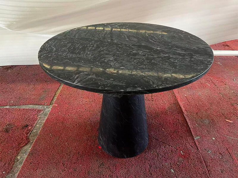 Briliant Black Marble Honed Round Dining Table