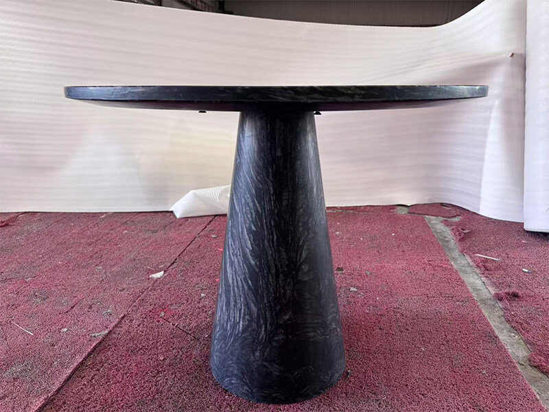 Briliant Black Marble Honed Round Dining Table