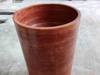 Red Travertine Pedestal Standing Basin